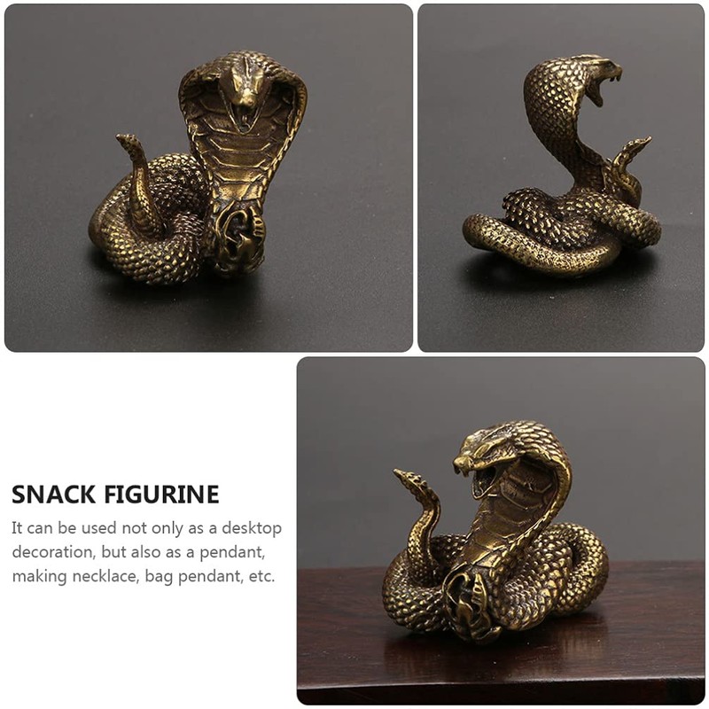 TOYANDONA Brass Cobra Snake Statue Cobra Snake Sculpture Wealth Figurine