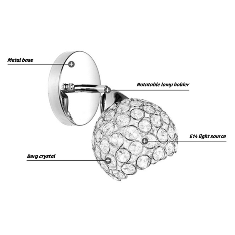 Crystal Wall Sconces Modern Wall Lamp G9 LED Round Bedroom