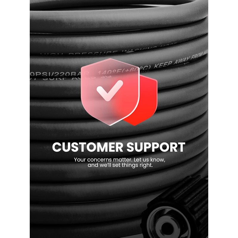 WOJET Pressure Washer Hose 25ftx1/4”, Ultra Flexible Power Washer Hose