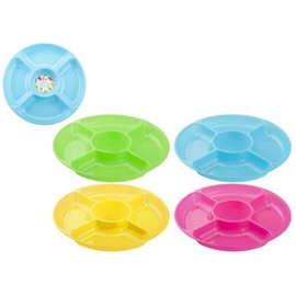 PMS 834051 Assorted Round Party Chip N Dip Platter-1 Pack, Plastic