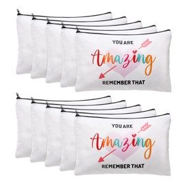 10 Piezas Bolsa de Cosméticos Inspiradora para Niñas y Mujeres Bolsa de Maquillaje Regalos de Amistad de Cumpleaños de Ánimo para Hija Hermana con Cotización You Amazing Remember That