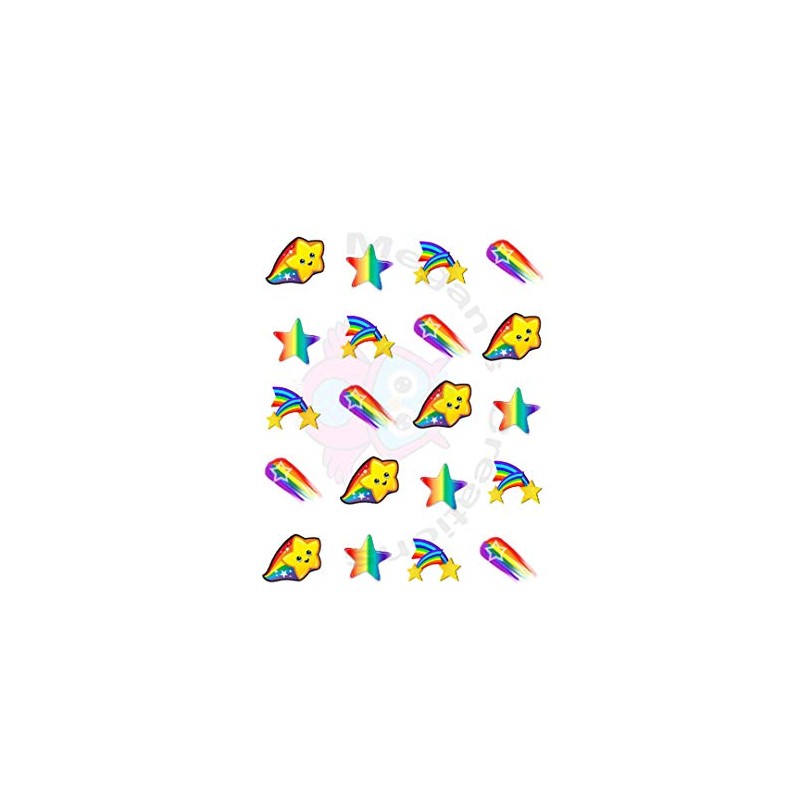 Rainbow Shooting Stars Waterslide Nail Decals/Nail art