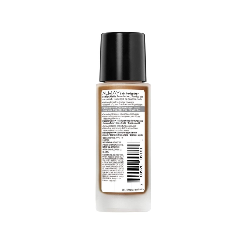 Almay Skin Perfecting Comfort Matte Foundation Liquid Makeup, Hypoallergenic, Cruelty-