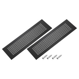 PATIKIL 16 x 3 Inch Door Air Vent Cover, 2 Pcs Aluminum Grille Ventilation Cover Louvered Diamond Hole with Mounting Screws for Cabinet Wardrobe Door, Black