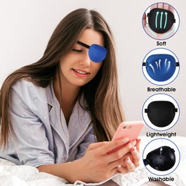 Ouligay 2PCS Eye Patch Medical Eye Patches for Adults Kids Amblyopia Lazy Eye Patches for Right or Left Eye Pirate Eye Patch Adjustable Medical Eyepatch for Amblyopia Strabismus Treatment