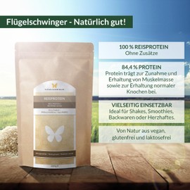 1kg Reis Protein mit 84,4% Protein, ohne Zusätze, von Natur aus vegan, laktosefrei & ohne Soja