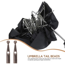 DOITOOL 10pcs Umbrella Tail Beads, Umbrella Replacement Tips, Foldable Umbrella Bone Covers, Replacement Metal Umbrella Head Beads, Umbrella Components 2mm for Folding Umbrella