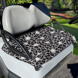 Brosoneto Golf Club Black Leopard Print Golf Cart Seat Covers, Comfortable Golf Cart Seat Blanket Towel, Travel Sports Golf Cart Seat Cover for 2-Person Seats Club Car