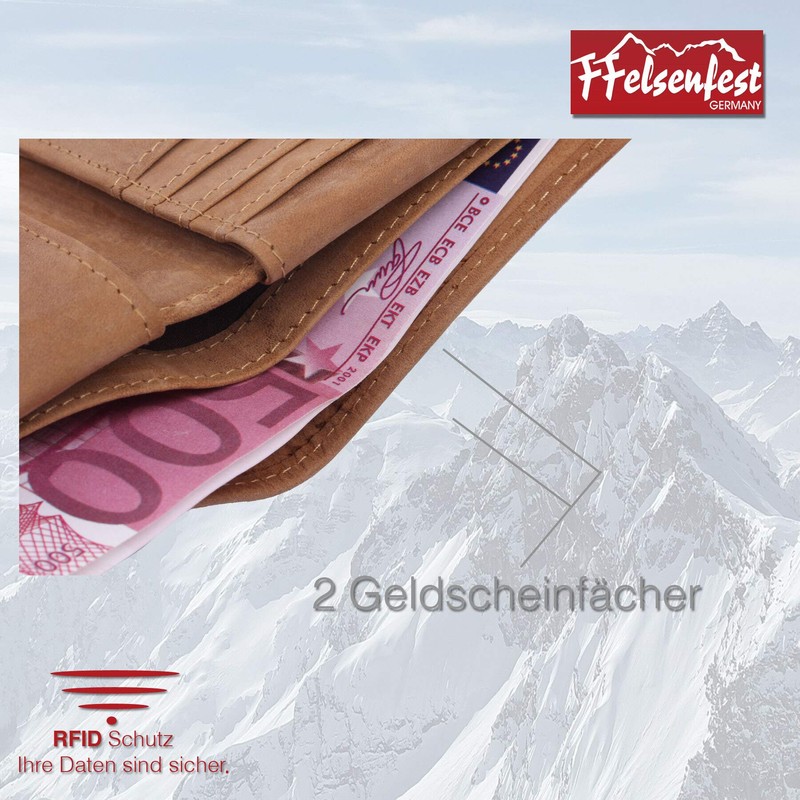 FFelsenfest Wallet with Airplane Motif, RFID Protection, Approx. 12.5 x