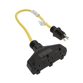 eDragon 2 Feet 3-Outlet Adapter SJTW 14/3 Yellow, (3 Pack)