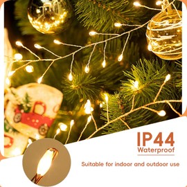 Clearhill 2Pack USB Fairy Lights with Remote Control, 20ft/6M 200LED Warm Firecracker Cluster Lights, 8 Modes, Waterproof Copper Wire String Lights for Bedroom, Wedding, DIY, Garden Decor