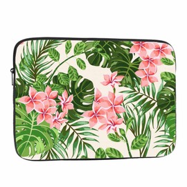 Nicokee Laptop Sleeve Bag 15.4 15.6 Inch,Pink Floral Tropical Leaves and Flowers Protective Polyester Computer Cases Laptop Cover Briefcase Bag Tablet Travel Cover
