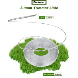 Zecaveler Trimmer Line 3.0 mm 50 m Steel Wire Garden Trimmer Line Round Weed Trimmer Line The Outside is Made of Nylon and the Inside is Steel Wire Used for Yard Weed Trimming