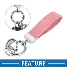 A ABSOPRO Car Keychain Universal Key Chain with Ring for Key Fobs for Home for Women Zinc Alloy Silver Tone,Pink 1 Set