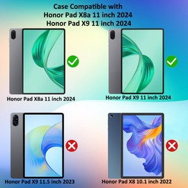 A-BEAUTY Kids Case Compatible with Honor Pad X8a 11 Inch 2024, Shockproof Rugged Protective Cover with Handle Stand, Shoulder Strap, Black Blue