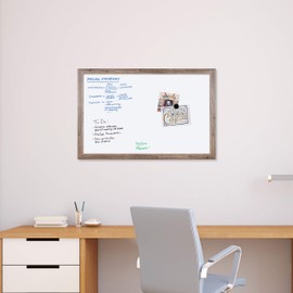 U Brands Magnetic Dry Erase Board, 35 x 47 Inches, Rustic Wood Frame (4893U00-01) , White