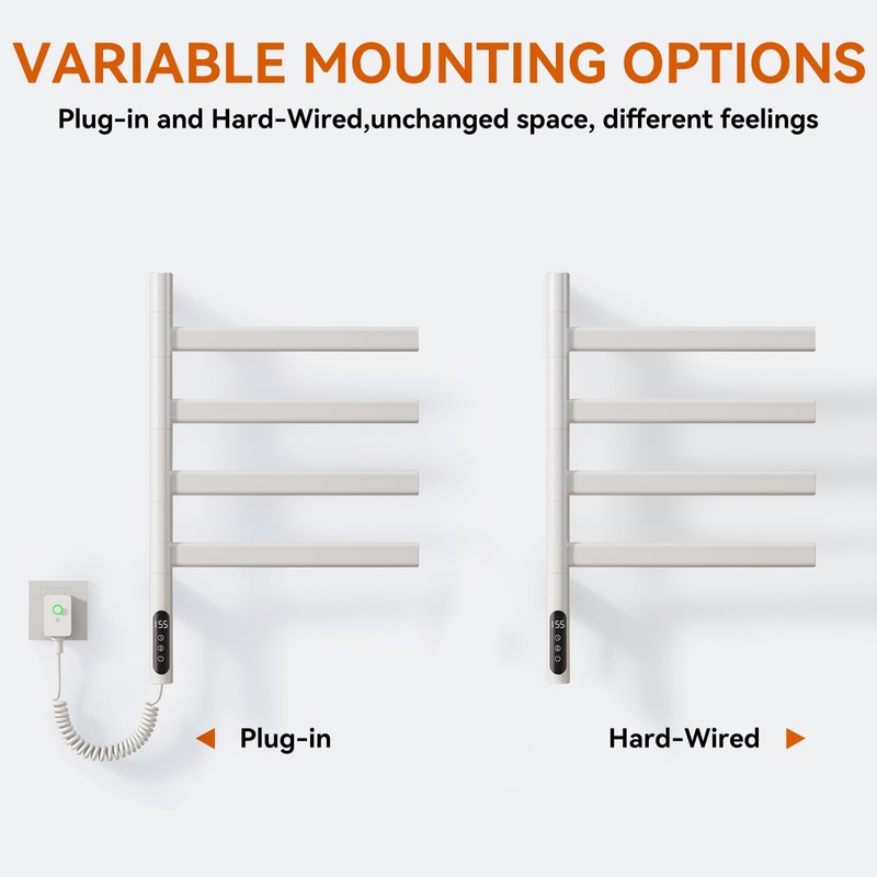 SEHAUSEU Tower Warmer Rack, 4 Bars Wall Mounted Electric Heated