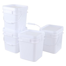 Waikhomes 3 gal Food Grade Plastic Bucket Pail Container with Lid/Handle (Pack of 4)