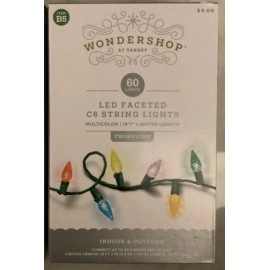 Wondershop 2X Wondershop 60 LED Faceted C6 Christmas String Lights Twinkling Multicolor B5