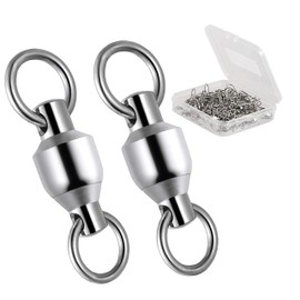 RIKIMARU Fishing Swivels Duo-Rings Ball Bearing Stainless Barrel High Strength Fishing Lure Swivels High Speed Rotating (Silvery, 6#-150LB-30pcs)