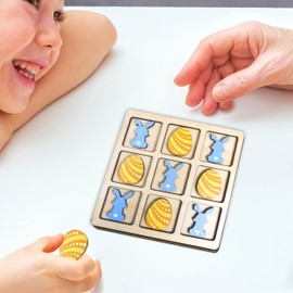 Easter Tic Tac Toe, Wooden Tic Tac Toe, Tic Tac Toe Game For Kids, Mini Tic Tac Toe Board, Easter Gift For Kids, Easter Basket Stuffers for Kids, Easter Games for Kids, Easter Gift 2025 (Blue)