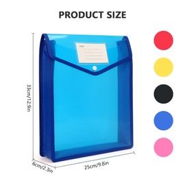 FYY Document Wallet A4.5 Pieces Document Folder A4 Portfolio Folders with Press Stud Plastic Envelope Folder Waterproof View Pocket Documents with Card for Travel Office Document School (A4, Vertical)