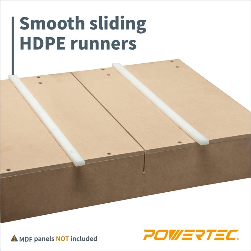 POWERTEC Table Saw Sled w/Blade Guard, 24" T Track, 19"