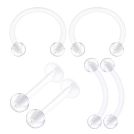 6PCS Bioplastic Clear Monroe Piercing Retainer 16 Gauge 3/8 10mm Ball Medusa Lobe Earrings Cartilage Jewelry 2500
