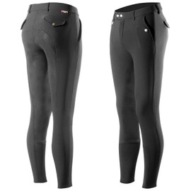 Horze Grand Prix Mens Silicone Grip Full Seat Breeches - Black - 34