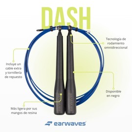 Earwaves ® Dash Jump Rope - High speed resin skipping rope with self-adjusting cable and omnidirectional bearings.