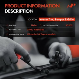 A-Premium 30PCS Nylon Interior Trim Bumper&Grille Push-Type Retainer Compatible with Toyota Camry, RAV4, Tacoma, 4Runner & Mitsubishi Outlander, Mirage, Lancer, Galant, Endeavor - For 6.3mm Hole