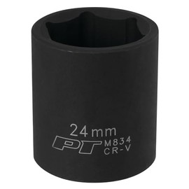 Performance Tool M834 1/2 Drive 6-Point Impact Socket, 24mm