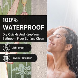 KAIRA Vintage French Poster Art Shower Curtain,Dynamic Color Splash Design,72 by 72 Inches Modern Polyester,Hook Set Included