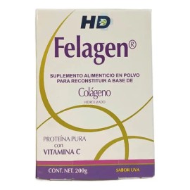 Colágeno Hidrolizado Con Vitamina C En Polvo C/200 Gr Sabor Uva Felagen