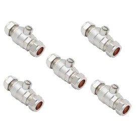 TC Isolating Isolation Valve 15mm Full Flow Large Bore Compression Chrome Plated Slotted- Pack of 5