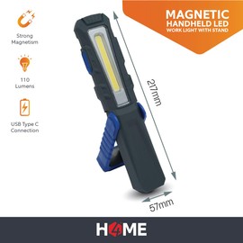 Handheld LED Work Light with Stand and Magnetic Base | Flexible, Portable Work Light for Garage, Workshop, & DIY - Magnetic Mount & Adjustable Stand for Hands-Free Lighting | 152mm x 30mm x 21mm