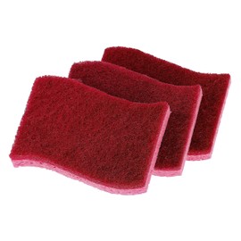 Superio Non-Scratch Cellulose Sponge Kitchen Scrub Sponges with Scouring Pad Set, Good for Non-Stick Cookware Frying Pan, Pot, Counter Top, Sink Scrubbing, Kitchen Scrubbers, Pack of 3, RedPink