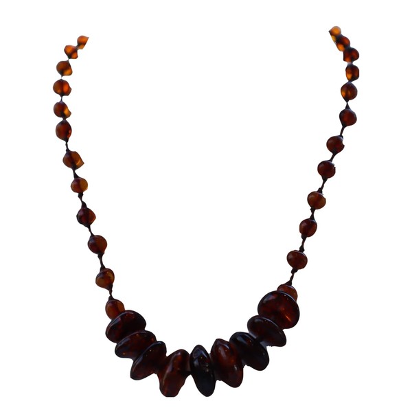 Genuine Baltic Amber Beads Necklace, Knotted Adjustable Length E2955