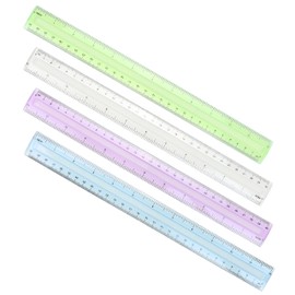Iconikal 36-Pack Plastic Transparent School Classroom 12-Inch Ruler with English & Metric Measurments - Four Colors