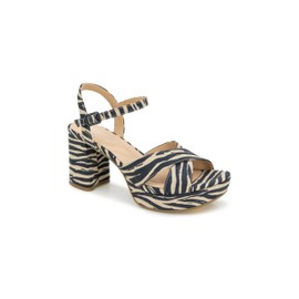 Kenneth Cole REACTION Women's Reeva Platform Heeled Sandal, Zebra Micro, 7