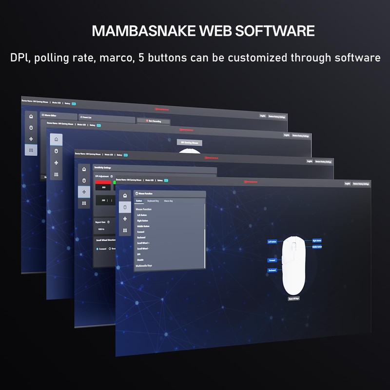 ATTACK SHARK × MAMBASNAKE M4 Wireless Gaming Mouse, 24000 Adjustable