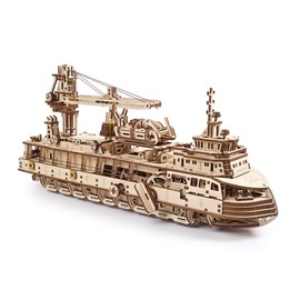 UGEARS 3D Puzzles Research Vessel - DIY Model Ship 3D Idea - Unique and Creative Wooden Mechanical Models - Self Assembly Woodcraft Construction Kits
