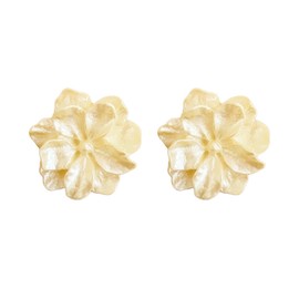 Boho White Flower Acrylic Earrings Vintage Charm 3D Resin Gardenia Camellia Pear Blossom Flowers Plant Lightweight Stud Earrings for Women Wedding Bridal Birthday Party Trendy Jewelry Gifts, Medium,