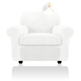 FestiCorp Sofa Cover, Velvet Couch Covers for Dogs, Stretch Sofa Slipcovers, Thick Furniture Covers for Pets, Washable Chair Cover, Armchair, Off White