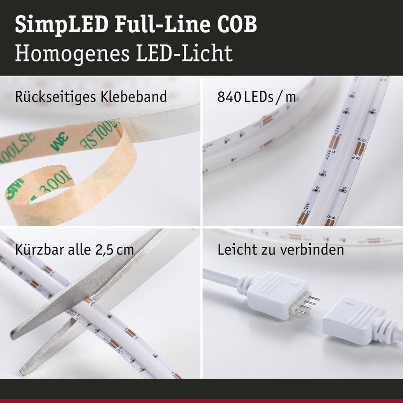 Paulmann 78863 SimpLED LED Strip Full-Line COB Complete Set 1.5