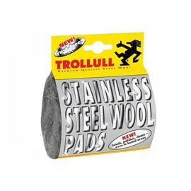 TROLLULL Steel Wool | Wire Wool Pads 2 rust-free extra-fine stainless steel wool, surface treatment in wet areas, cleans, grinds and polishes
