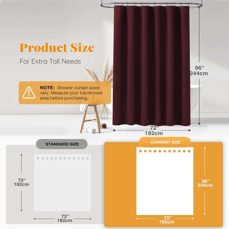 BTTN Fabric Shower Curtain, Linen Textured Heavy Duty Polyester Cloth