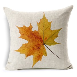 All Smiles Fall Décor Throw Pillow Covers 20x20 Set of 4 for Home Thanksgiving Autumn Kitchen Decoration Couch Cushion, Outside Outdoor Harvest Decorative Maple Leaves
