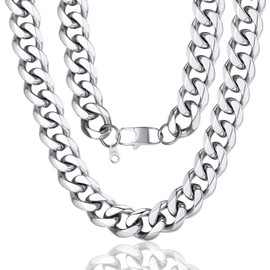 Stainless Steel Curb Link Mens Chain Necklace 30 inch Long Fashion Jewelry Gift