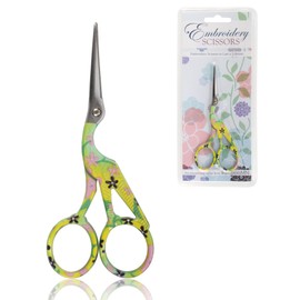 JubileeYarn Pointed Tip Embroidery Craft Stainless Steel Stork Scissors - Yellow - 1 Pair